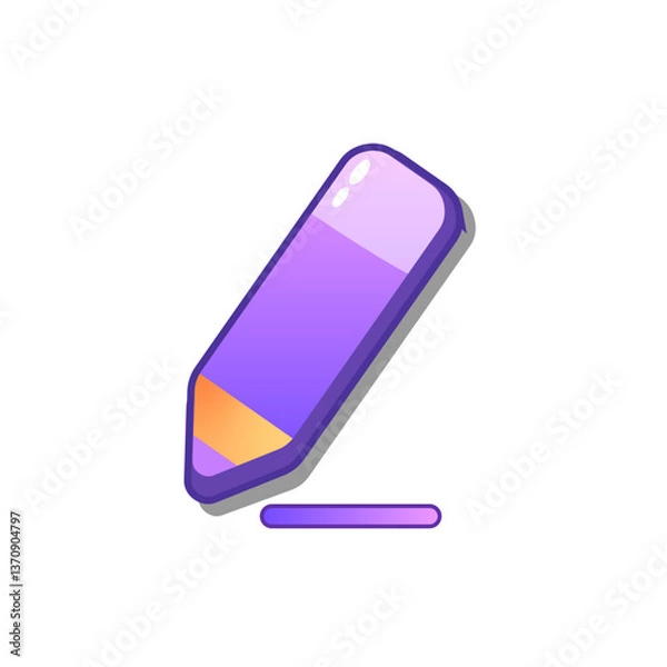 Fototapeta A vibrant, cartoon-style pen icon. Perfect for games, apps, loot crates, rewards, or in-game purchases. Enhance your UI with this eye-catching present icon