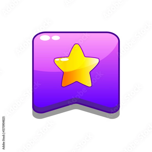 Fototapeta A vibrant, cartoon-style flag, ranking icon. Perfect for games, apps, loot crates, rewards, or in-game purchases. Enhance your UI with this eye-catching present icon