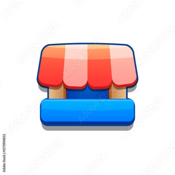 Fototapeta A vibrant, cartoon-style shop icon. Perfect for games, apps, loot crates, rewards, or in-game purchases. Enhance your UI with this eye-catching present icon