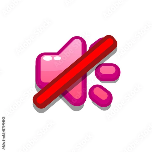 Fototapeta A vibrant, cartoon-style sound off icon. Perfect for games, apps, loot crates, rewards, or in-game purchases. Enhance your UI with this eye-catching present icon