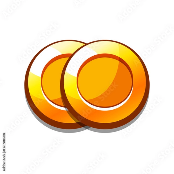 Fototapeta Icon gold coins casual, cartoon-style. Perfect for games, apps, loot crates, rewards, or in-game purchases.