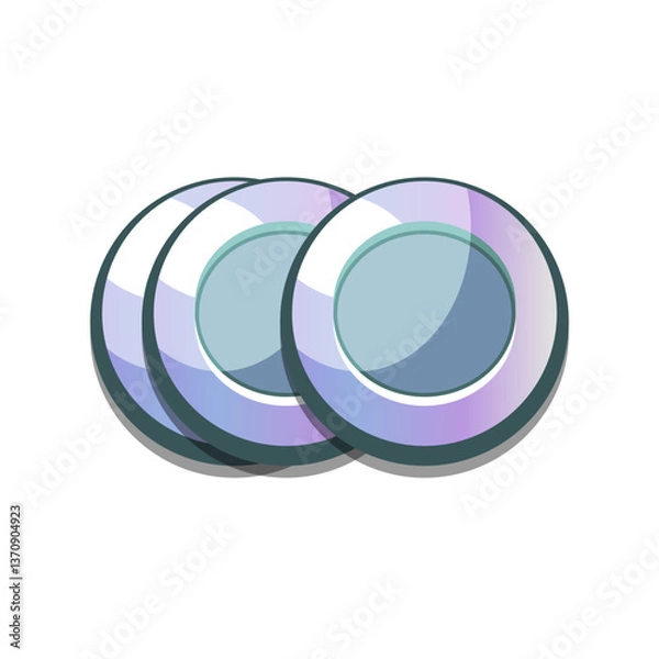 Fototapeta Icon silver coins casual, cartoon-style. Perfect for games, apps, loot crates, rewards, or in-game purchases.