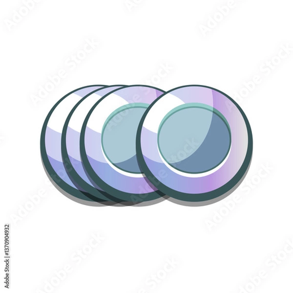 Fototapeta Icon silver coins casual, cartoon-style. Perfect for games, apps, loot crates, rewards, or in-game purchases.