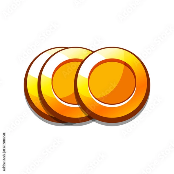 Fototapeta Icon gold coins casual, cartoon-style. Perfect for games, apps, loot crates, rewards, or in-game purchases.
