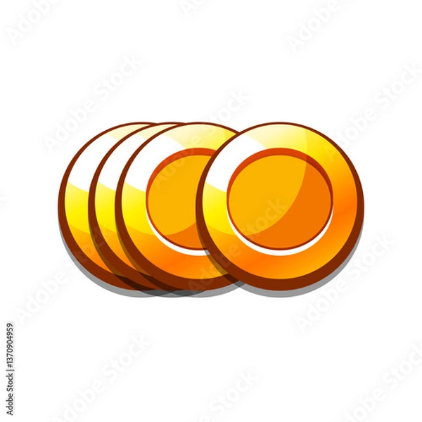 Fototapeta Icon gold coins casual, cartoon-style. Perfect for games, apps, loot crates, rewards, or in-game purchases.
