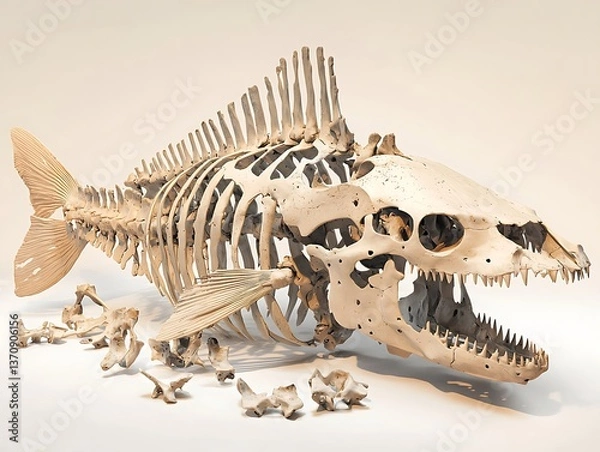 Obraz Fish Skeleton Anatomy Study.