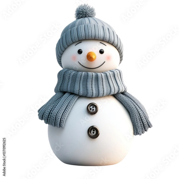 Fototapeta Cute Snowman with Scarf on Transparent Background for Graphics