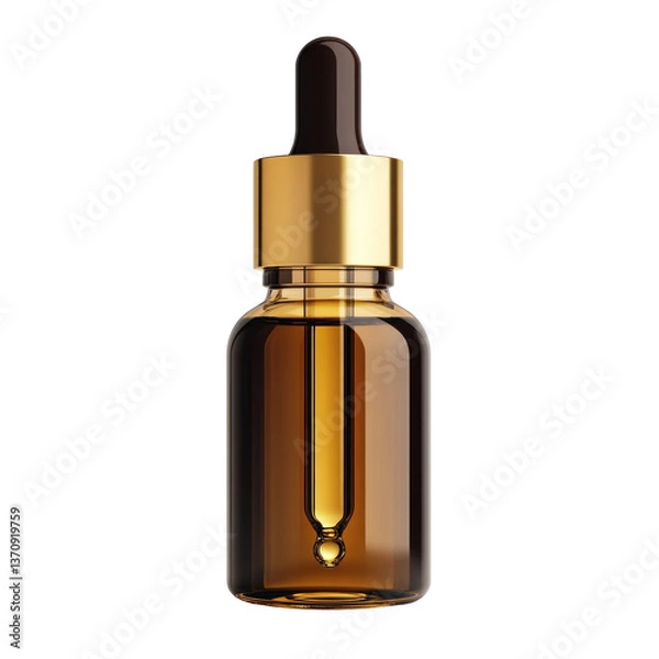 Fototapeta Golden Serum Dropper on transparent background