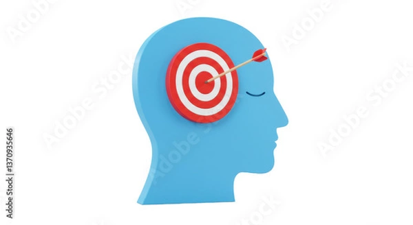 Fototapeta Isolated Head with Target on Forehead