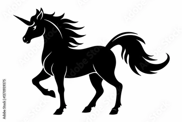 Obraz unicorn silhouette black vector