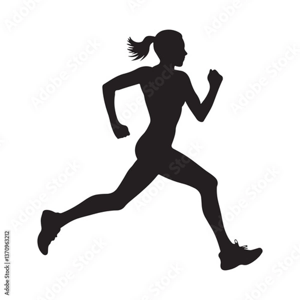Fototapeta Female Runner in Motion Sprinting, Athletics, and Speed Action