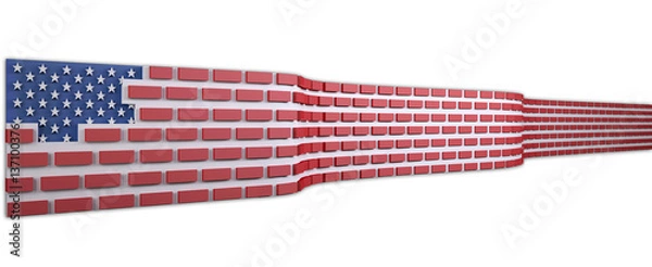 Obraz American flag as a brick wall