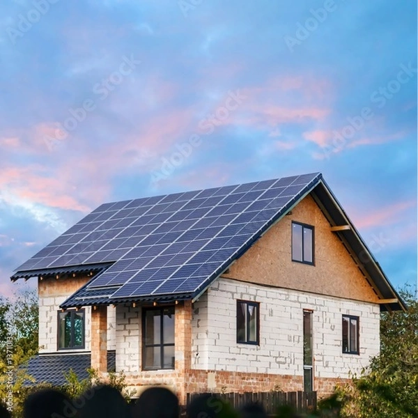 Obraz solar panels on a roof