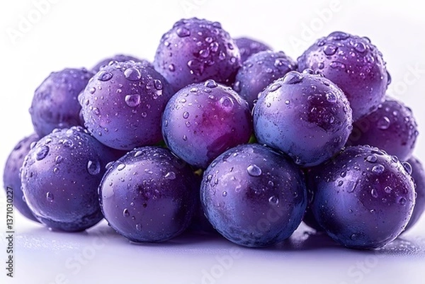 Fototapeta Fresh Purple Grapes with Water Droplets for Food Photography and Design