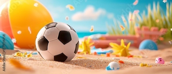 Fototapeta Beach Soccer Scene