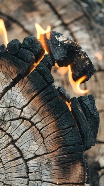 Fototapeta Wood burning in fire