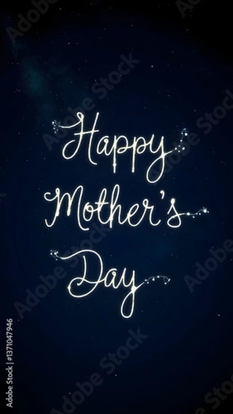 Fototapeta Constellations connect to write "Happy Mother's Day" across Milky Way backdrop in twinkling star letters.