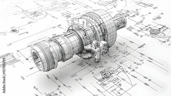 Obraz Technical Drawing Of Automotive Differential