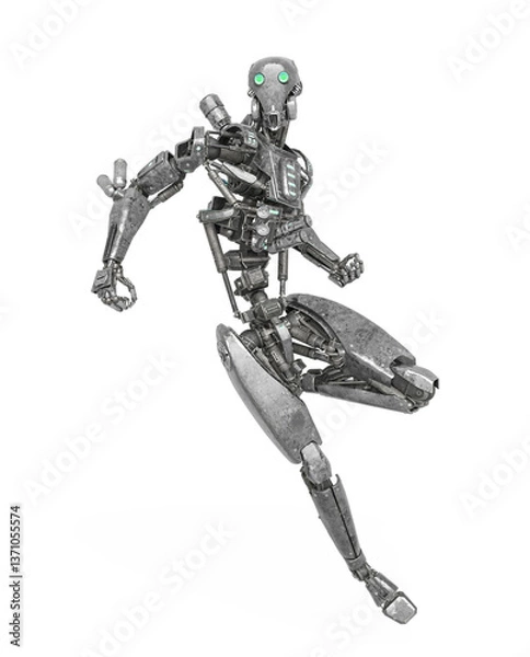 Fototapeta apocalypse cyborg is ready for some action like a comic hero