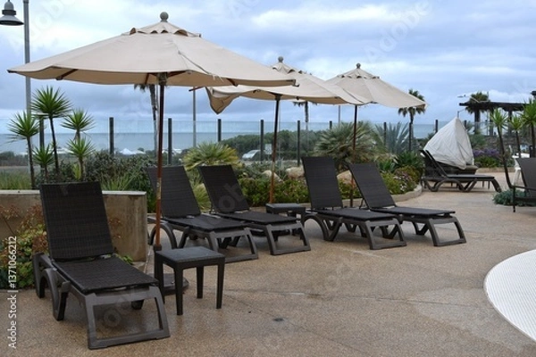 Obraz beach chairs and umbrellas