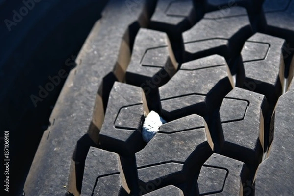 Fototapeta Rock stuck in a tire