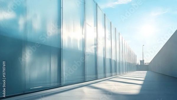 Fototapeta Modern Glass Architecture with Bright Sunlight and Clear Skies