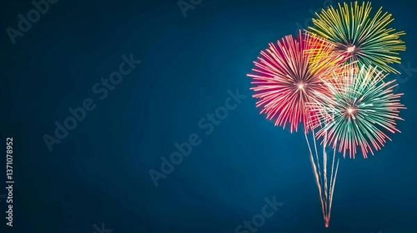 Fototapeta Colorful Fireworks Display Against Dark Night Sky
