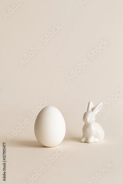 Obraz white easter egg and bunny