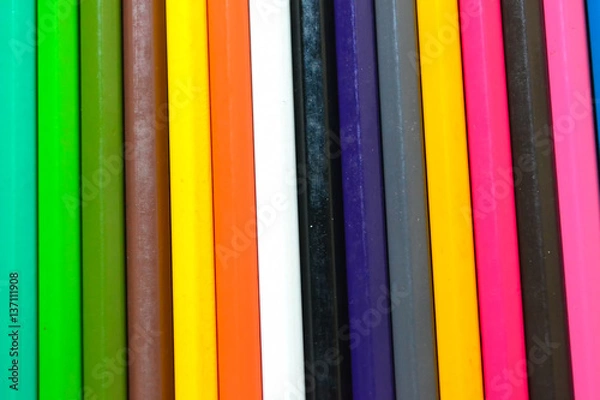 Obraz Close up of color pencils over black background