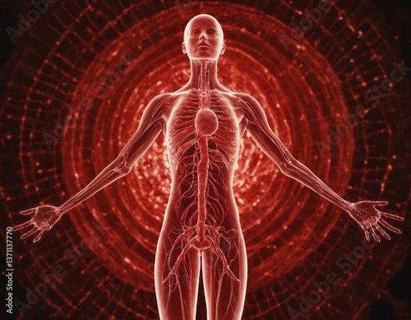 Obraz The holographic image of the blood system of a person.
