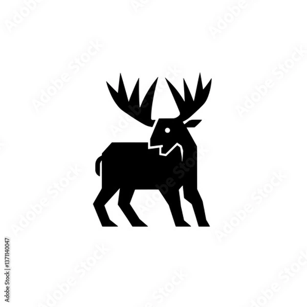 Fototapeta Creative interpretation of an animal using negative space for a modern logo design featuring a stylized moose