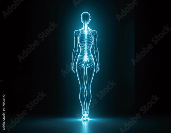 Obraz A hologram of a full -length person with a luminous spine.