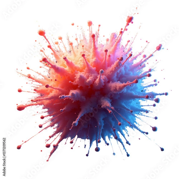 Fototapeta Isolated Abstract 3D Color Burst Explosion on White
