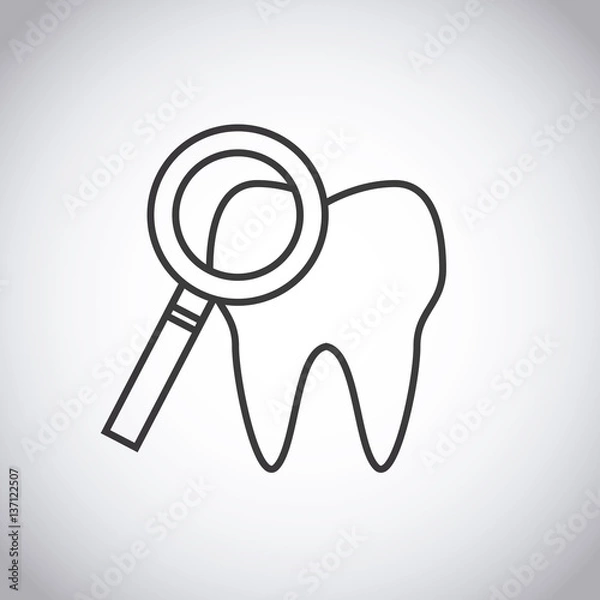 Fototapeta tooth and magnifying glass icon over white background. vector illustration