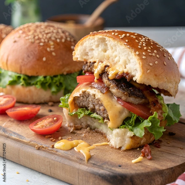 Fototapeta hamburger on a plate