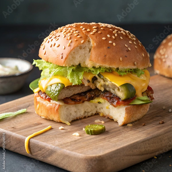 Fototapeta hamburger on a plate