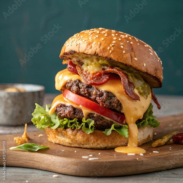 Fototapeta hamburger on a plate