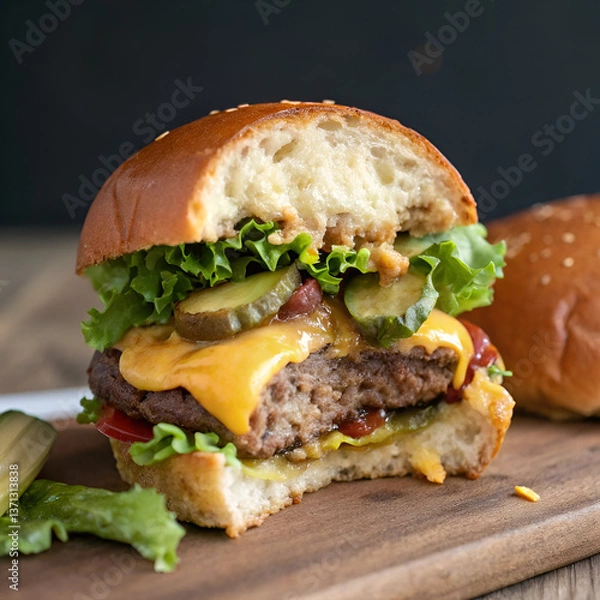 Fototapeta hamburger on a plate