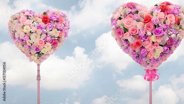 Obraz Heart shape flowe. Valentine concept.