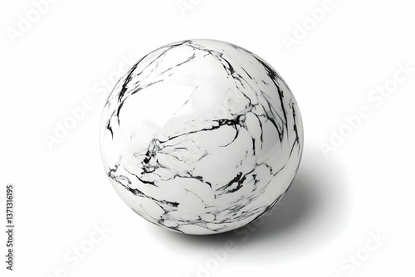 Fototapeta 3D Rendered Marble Sphere Isolated on White Background Abstract Design