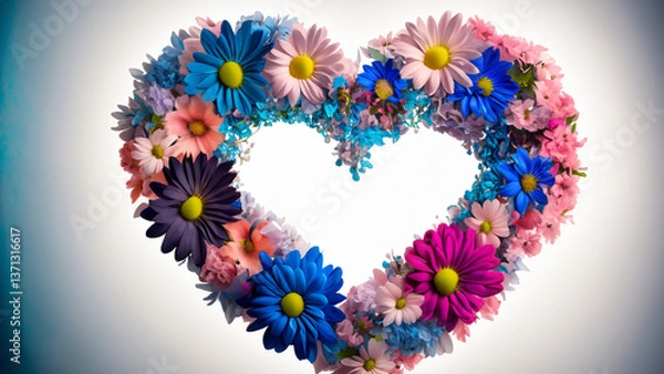 Obraz Heart shape flowe. Valentine concept.