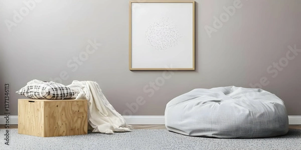 Fototapeta Photo Of Modern Interior Living Room With Minimalist Furniture and White Colors
