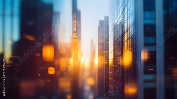 Fototapeta Abstract Background of Two Office Towers in Manhattan Neighborhood, Urban Architecture Blur Close-up Shot for Business Concepts and Real Estate Websites