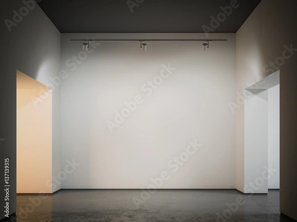 Fototapeta Gallery with black ceiling. 3d rendering