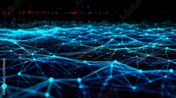 Fototapeta Abstract Illustration Of Blue Network Data And Digital Connections