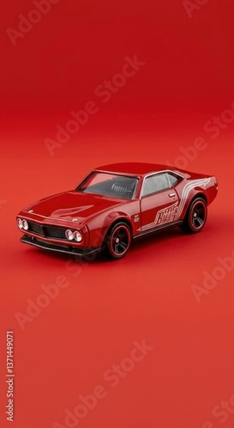 Obraz a red hot wheels Red Baron on a plain red background
