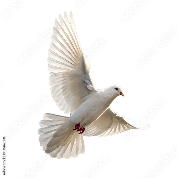 Fototapeta Dove Flying Isolated on Transparent Background Generative Ai.