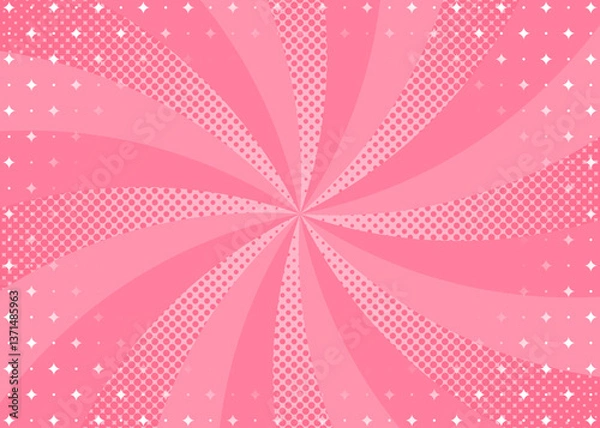 Fototapeta ドット柄入りの曲線のサンバースト、光のエフェクト、背景素材、スターバースト、光線、集中線	