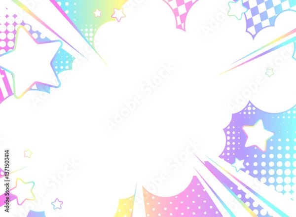 Fototapeta カラフルなコミック風のポップな吹き出し背景