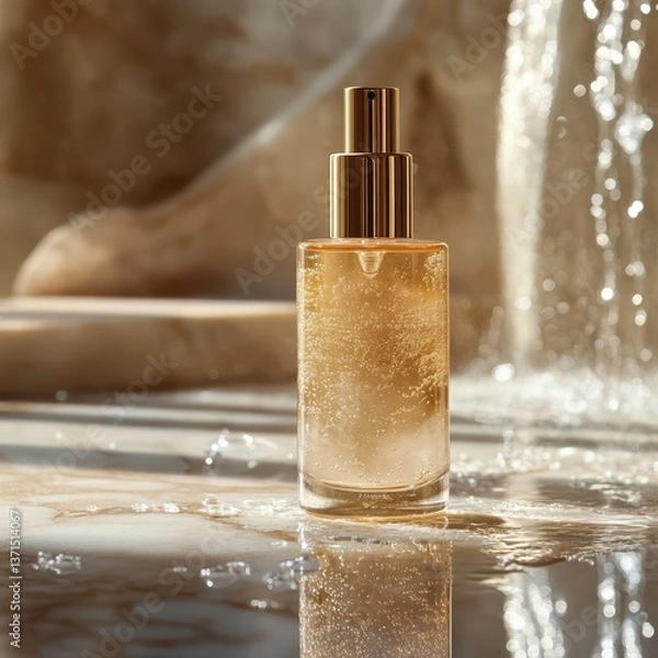 Obraz Beauty serum splash relaxation coenzyme Q10 bottle mockup